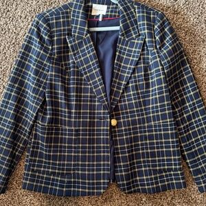 Court & Rowe Plaid Blazer Size 16 | Navy Gold Windowpane | Crest Button